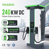 Station de recharge DC pour véhicules électriques 240 kW, verticale, à double connecteur, chargeur rapide commercial, paiement par carte ou code QR, efficacité de 95 %