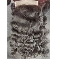 Extensions de cheveux humains vierges indiens Remy 100% naturels, texture lisse, double trame, avec closure en dentelle HD, ondulations profondes lâches, haute qualité