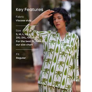 Women's Emerald Block Printed Two Piece Shorts Set with Three Quarter Sleeve <b>Top</b> - Product Image 2
