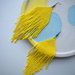 ต่างหูลูกปัดแก้วทันสมัยดีไซน์เทอร์ควอยซ์ขอบเรียงเป็นเอกลักษณ์ของขวัญจากงานหัตถกรรม - Product Image 1