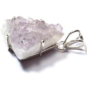 Colgante de Plata de Ley 925 con Amatista Druzy Morada Genuina en Engaste de Puntas, Joyería de Moda al por Mayor - Product Image 1
