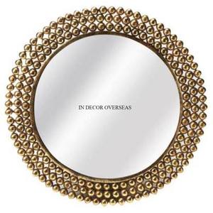 Último patrón llegada más elegante diseñador único de alta calidad chapado en oro de metal enmarcado forma redonda espejo de pared en el precio más bajo - Product Image 6