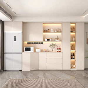 Credenza de Cocina Moderna con Acabado en Tablero MDF, Almacenamiento para Electrodomésticos, Encimera Abierta, Nicho para Bebidas y Diseño de Gabinetes Personalizado - Product Image 3