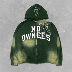 เสื้อฮู้ดผ้าฟลีซระบายอากาศมีซิปเต็มตัวแบบโอเวอร์ไซส์น้ำหนักเบาปักลายสีจางใส่ได้ตามต้องการโลโก้ออกแบบได้ตามต้องการ - Product Image 6