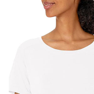 T-shirts pour femmes en polyester uni en gros, personnalisables, à séchage rapide, tissu doux mélangé, t-shirt pour femmes en vrac - Product Image 3