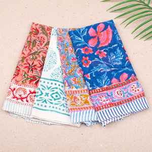 Ensemble de 4 bandanas en coton faits à la main, style bohème, doux, légers, écharpe d'été unisexe, foulard de plage indien - Product Image 2