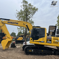 Excavatrice sur chenilles Komatsu PC200, 20 tonnes, hydraulique, d'occasion, japonaise, pour travaux de terrassement lourds