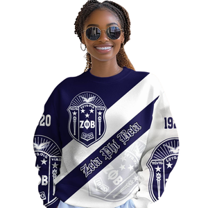 Zeta Phi Beta 1920 Crewneck Sweatshirt <b>Women</b> Greek Sorority Blue <b>Fleece</b> Embroidered <b>Top</b> - Product Image 4