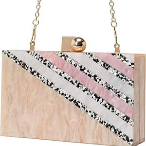 Sac à main pochette en résine de luxe avec finition marbrée élégante idéal pour les mariages et les soirées chic pochette de soirée en résine sac à main pour femmes - Product Image 1