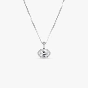Pendentif Charme Exquis Fait Main en Diamant de Laboratoire de Forme Ovale Ouest-Œst 1,00 Ct E-F VS Or 14K, Cadeau d'Anniversaire de Mariage - Product Image 1