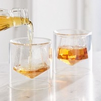Gelas berbentuk tetesan air kreatif, Set Dispenser anggur kaca minuman keras gunung daun emas berlian kristal