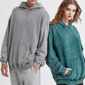 Sweat à capuche vintage surdimensionné Distress Washed Logo personnalisé Sweat à capuche lavé à l'acide - Product Image 3