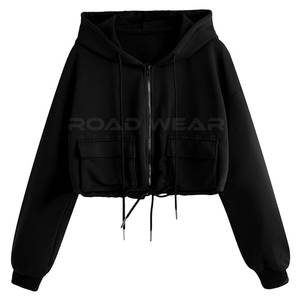 Qualité supérieure femmes haut court sweats à capuche confortable décontracté hiver vêtements avant à capuche vente chaude haut court sweats à capuche à vendre - Product Image 1