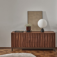 Buffet minimaliste moderne Wabi-Sabi, armoire de rangement polyvalente |   Buffet en bois massif avec poignées en acier allié pour