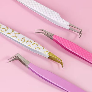 Pince à épiler de couleur personnalisée finition or et argent Outils professionnels d'application de cils pour salon de coiffure - Product Image 3