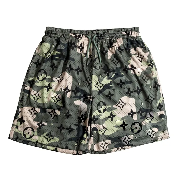 Herren Basketball Shorts Camo Print Mesh Schnelle und trockene Athletic Short Pants Draw string Gym Workout Laufs horts