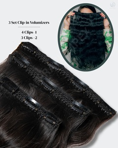 Juego de 3 extensiones de cabello indio con clip Tipo de cabello humano - Product Image 2