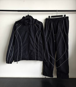 Custom Nylon <b>Track</b> Suits Windbreaker Nylon Tracksuits with Reflective Strips <b>Vintage</b> Wind Break Jacket and Baggy <b>Pant</b> Sets - Product Image 2