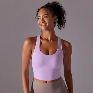 Mujeres de alta calidad Fitness Tank Top Compresión Suave Elástico Apoyo Básico Sujetador deportivo sin costuras - Product Image 6