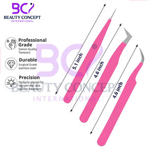 Pince à épiler rose élégante pour extensions de cils Nouveau design Pince à greffer en acier inoxydable longue durée - Product Image 6