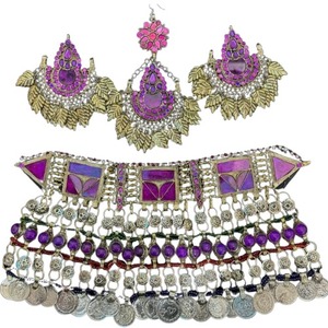 Único Vintage Tribal Kuchi antiguo plateado conjunto de joyas para mujeres afganas diseño bordado boda de acero inoxidable duradero - Product Image 1