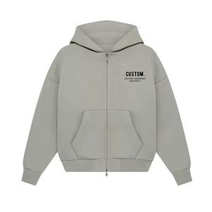 Sweat à capuche zippé ample en coton de haute qualité, lourd, surdimensionné, à double fermeture éclair, sweat à capuche personnalisé à fermeture éclair intégrale pour hommes - Product Image 2