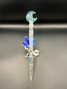 Wholesale Handcrafted Selenite Blue Opalite Crescent Moon <b>Wand</b> Feng Shui Wire Wrapped Polished <b>Crystal</b> Magic Stick Mascot Pillar - Product Image 5