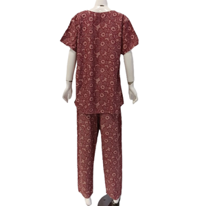 Pijama de uso diario de rayón de alta calidad para mujer, un conjunto de manga corta y pantalones largos - Product Image 4