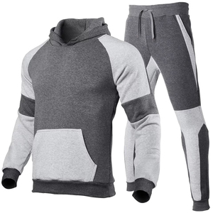 Survêtement en coton Survêtements de sport Hommes Femmes Noir 2 Pcs Survêtement Unisexe Survêtements Logo personnalisé Ensemble de survêtements - Product Image 2