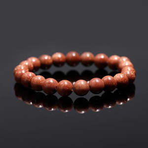 Bracelet en pierre de soleil orange 100% naturelle, boule ronde de 8 mm, 7 pouces, pour cadeau - Product Image 5