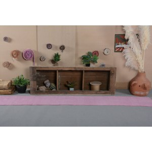 Tapis moderne en laine turque rose vintage de 1,5x10,3 pieds Style Tabriz avec support en latex à motif abstrait pour une utilisation dans le couloir. - Product Image 1