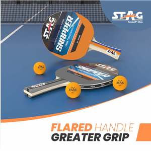 STAG ICONIC Snapper Series Sport Playset Raquettes de tennis de table avec caoutchouc à picots vers l'extérieur, bois de peuplier durable, poids 200g - Product Image 3
