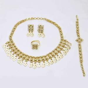 Venta al por mayor 14K 18K 24K Micro cadena de eslabones chapada en oro collares de moda latón Micro oro relleno formando Indo Western conjunto de joyería - Product Image 1