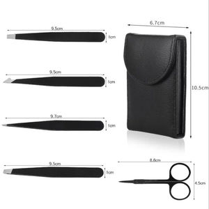 ZUOL INSTRUMENTS Juego de 5 Pinzas para Pestañas de Acero Inoxidable, Estuche de Cuero Sintético Negro, Pinzas de Precisión Puntiagudas, Aplicador para - Product Image 2