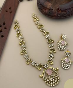 ชุดเครื่องประดับหรูหราดีไซเนอร์ชุดเครื่องประดับเพชรเพทายประดับสร้อยคอทองเหลืองสำหรับงานหมั้นงานแต่งงาน - Product Image 6