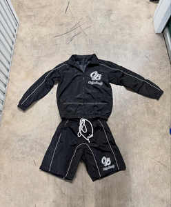 Por encargo del conjunto de los hombres con cremallera de poliéster de nailon de dos piezas cortavientos corto conjunto de hombres chándal chándales - Product Image 6