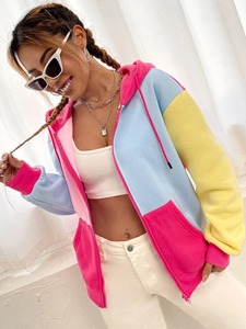 Sweat à capuche en molleton de coton tricoté surdimensionné pour femmes Logo personnalisé Fermeture éclair Hiver Streetwear Confortable Décontracté Sweat à capuche - Product Image 6