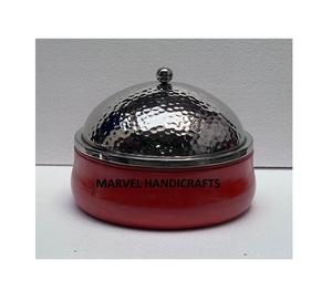 Casseroles de service en métal indien, bois, acier inoxydable, chauffe-aliments, marmite de service artisanal, ensembles d'ustensiles de cuisine du golfe - Product Image 1