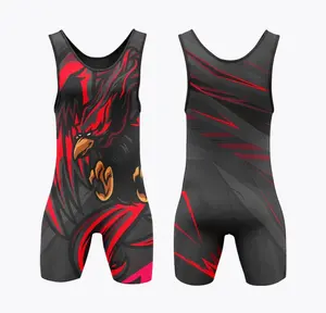 Nieuwe Gesublimeerde Professionele Custom Hoge Kwaliteit Worstelen Singlets Ontwerp Uw Eigen Op Maat Gesublimeerd Singlet