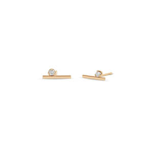 Pendientes de Barra de Oro Sólido de 14K de Moda con Engaste de Púas Pequeñas y Diamante Cultivado en Laboratorio, Joyería de Diseño para Mujer - Product Image 1