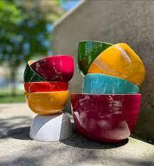 Bamboo Salad <b>Bowl</b>| Bamboo <b>Small</b> Salad <b>Bowl</b>| Bamboo Tall <b>Bowl</b> in Turquoise with Turquoise Salad Server Set - Product Image 6