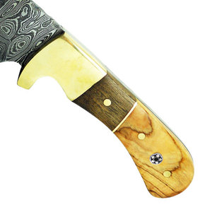 Cuchillos de caza de hoja deslizante OEM personalizados de tendencia superior Acero de Damasco con mango de madera Etiqueta Privada cantidad a granel - Product Image 3