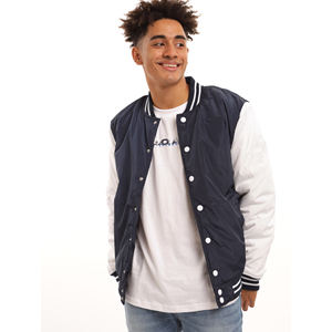 Vestes universitaires en laine de haute qualité pour hommes avec broderie de logo personnalisé, manches en cuir, col montant, design d'hiver fin - Product Image 1
