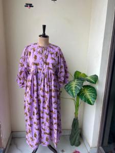 Hecho a mano bohemio algodón Floral Midi túnica mujer bloque impreso amapola diseño Multicolor suave verano Casual Natural mamá regalo ODM - Product Image 4