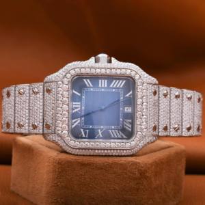 Montre de luxe pour homme en or blanc avec diamants en moissanite, style hip-hop original, VVS, testeur fantaisie, montre glacée tendance - Product Image 1