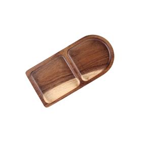 Fourniture d'usine Feuille Forme Acacia Plateau En Bois Compartiment Assiette Divisée pour Plat À Dessert Plateaux De Service En Bois avec Section - Product Image 6