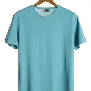 Cotton Turquoise Blank T Shirt Wholesale Custom Oversized Men's Cotton T Shirt Print Design Heavy Weight Casual Round Neck