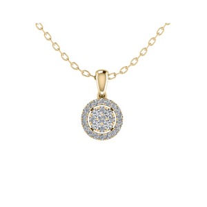 Petite Round Cut Diamond Set Cluster <b>Pendant</b> 0.25 Ct F-G Lab Grown Diamond In Platinum For Bridal Anniversary Gift - Product Image 2