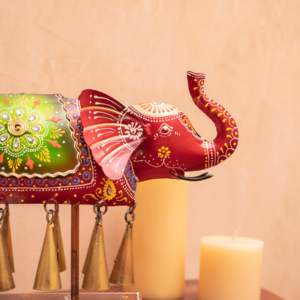 Motif d'éléphant bohème avec 10 clochettes en fer pour les festivités de Diwali - Product Image 4