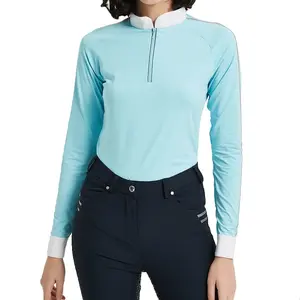 FunRiding Women's Long Sleeved Equestrian Riding Competition Show Shirt Ice Feel Quick Dry Performance Rider Shirt